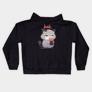 Heh Funny Raccoon Drinking Boba Tea Kids Hoodie